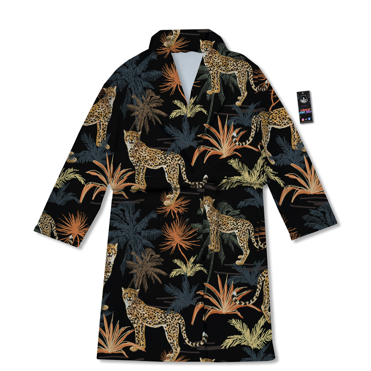 Tiger Watercolor Print Pattern Bathrobe-grizzshop