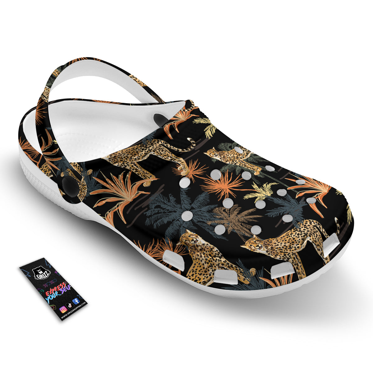Tiger Watercolor Print Pattern Clog-grizzshop