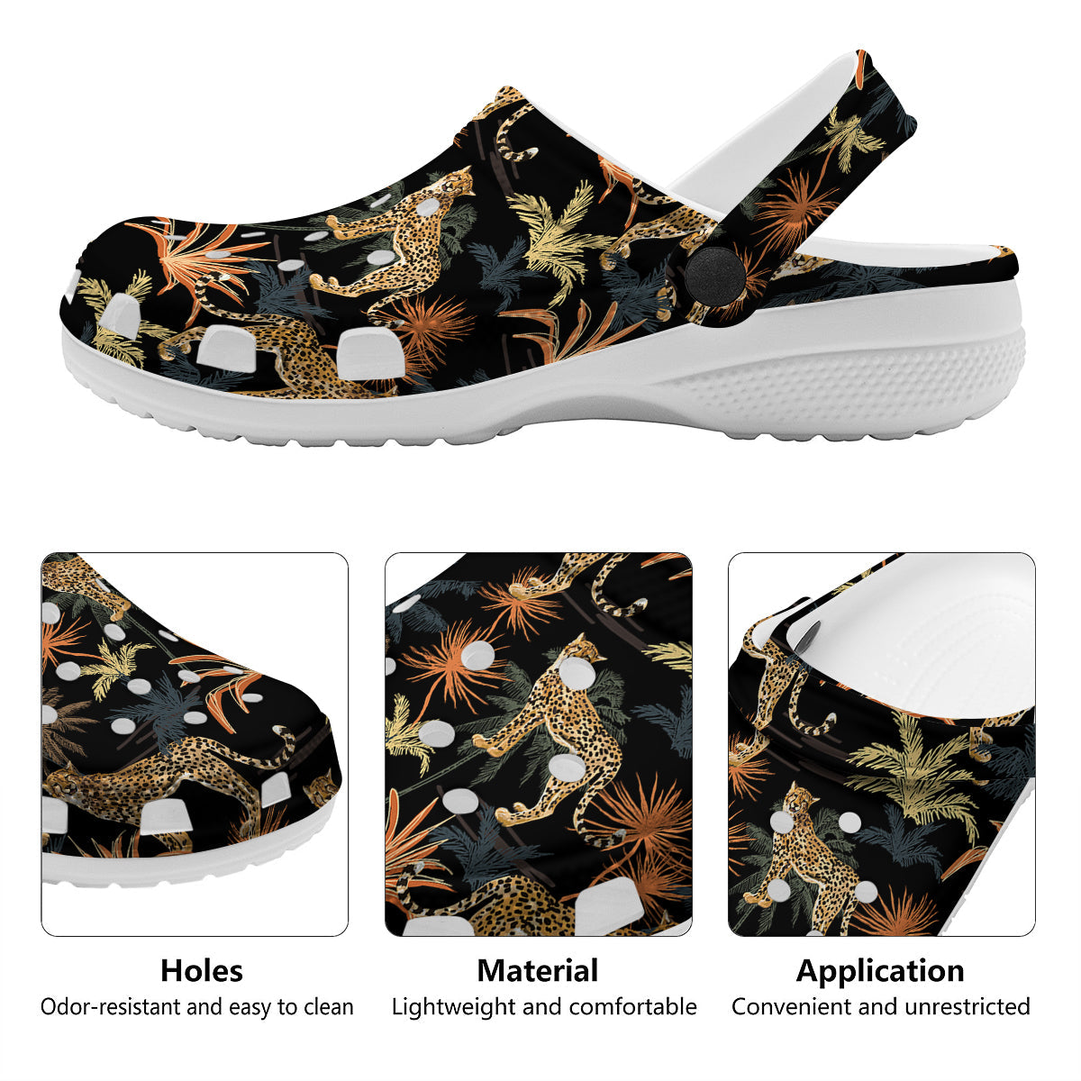 Tiger Watercolor Print Pattern Clog-grizzshop