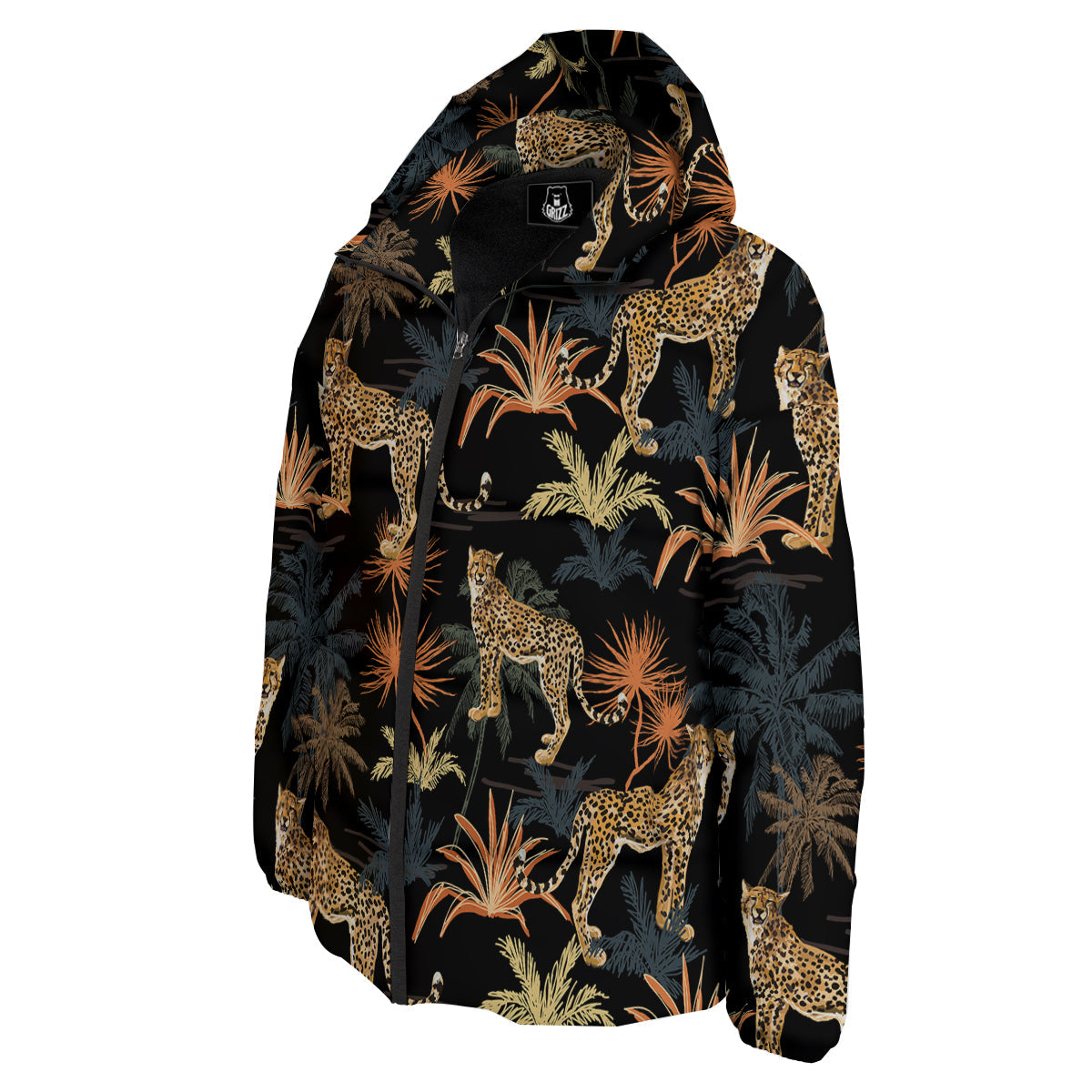 Tiger Watercolor Print Pattern Down Jacket-grizzshop