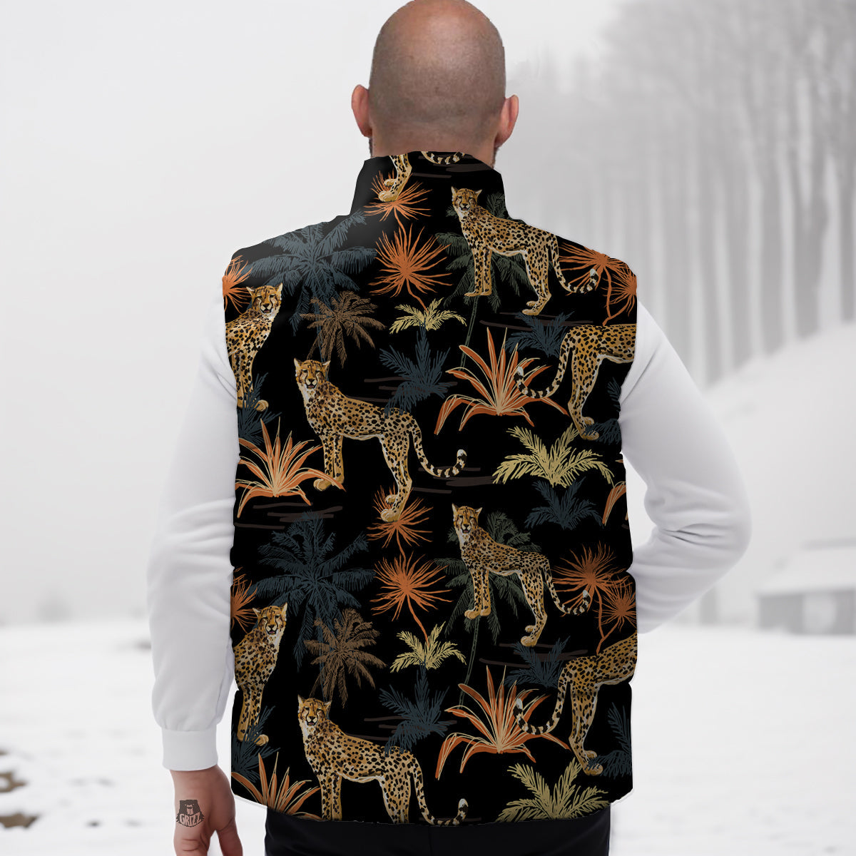 Tiger Watercolor Print Pattern Down Vest