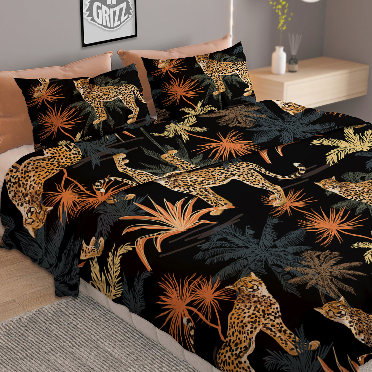 Tiger Watercolor Print Pattern Duvet Cover Bedding Set
