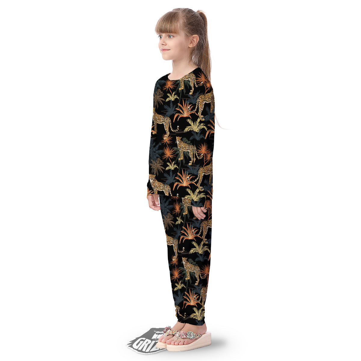 Tiger Watercolor Print Pattern Kid's Pajamas-grizzshop