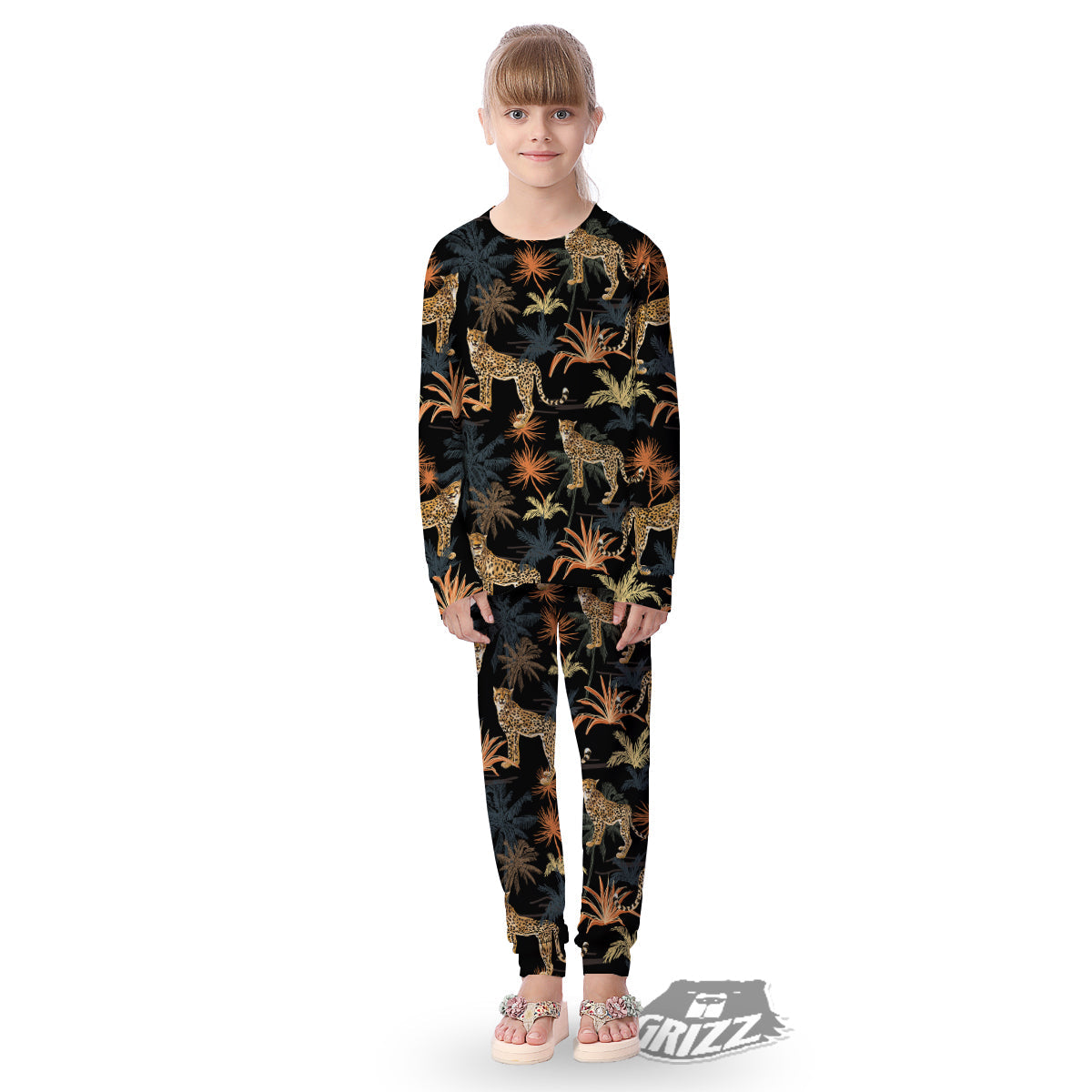 Tiger Watercolor Print Pattern Kid's Pajamas-grizzshop