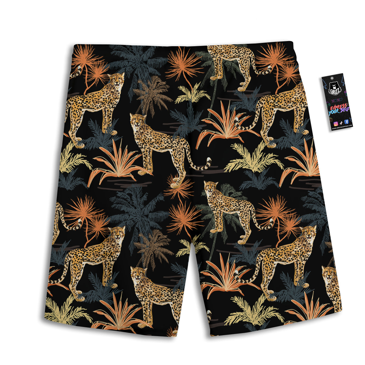Tiger Watercolor Print Pattern Men's Athletic Shorts