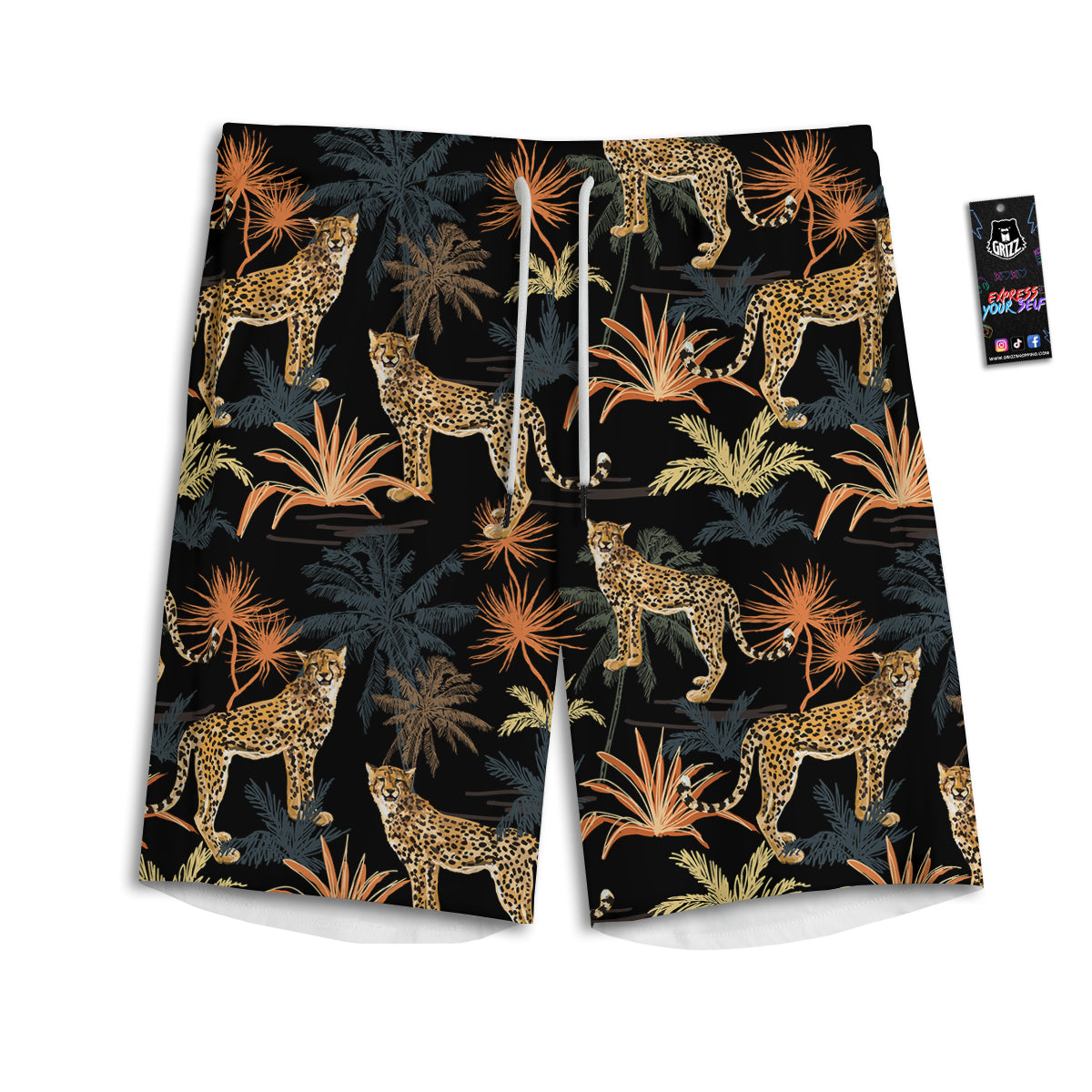 Tiger Watercolor Print Pattern Men's Athletic Shorts