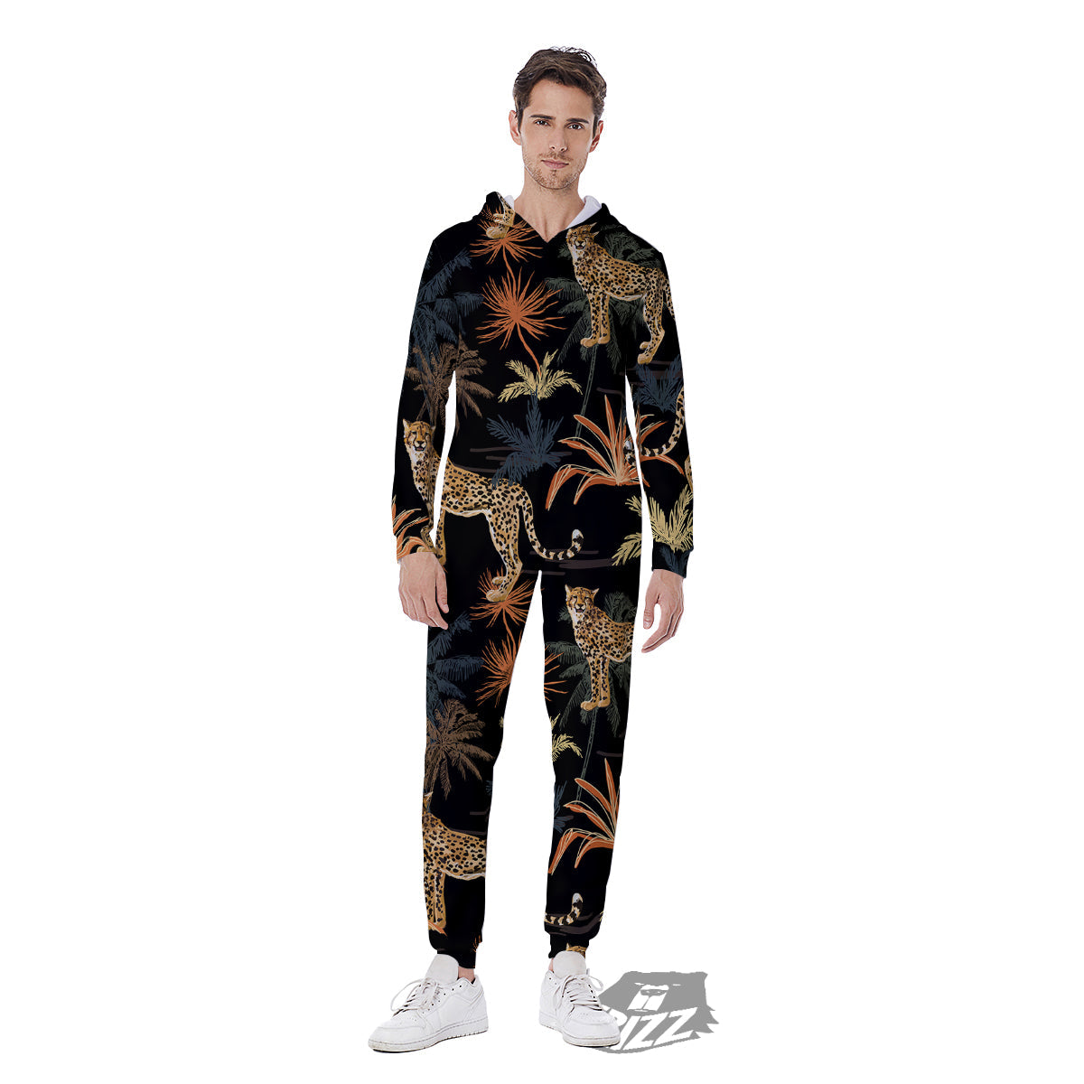 Tiger Watercolor Print Pattern Men's Jumpsuit-grizzshop