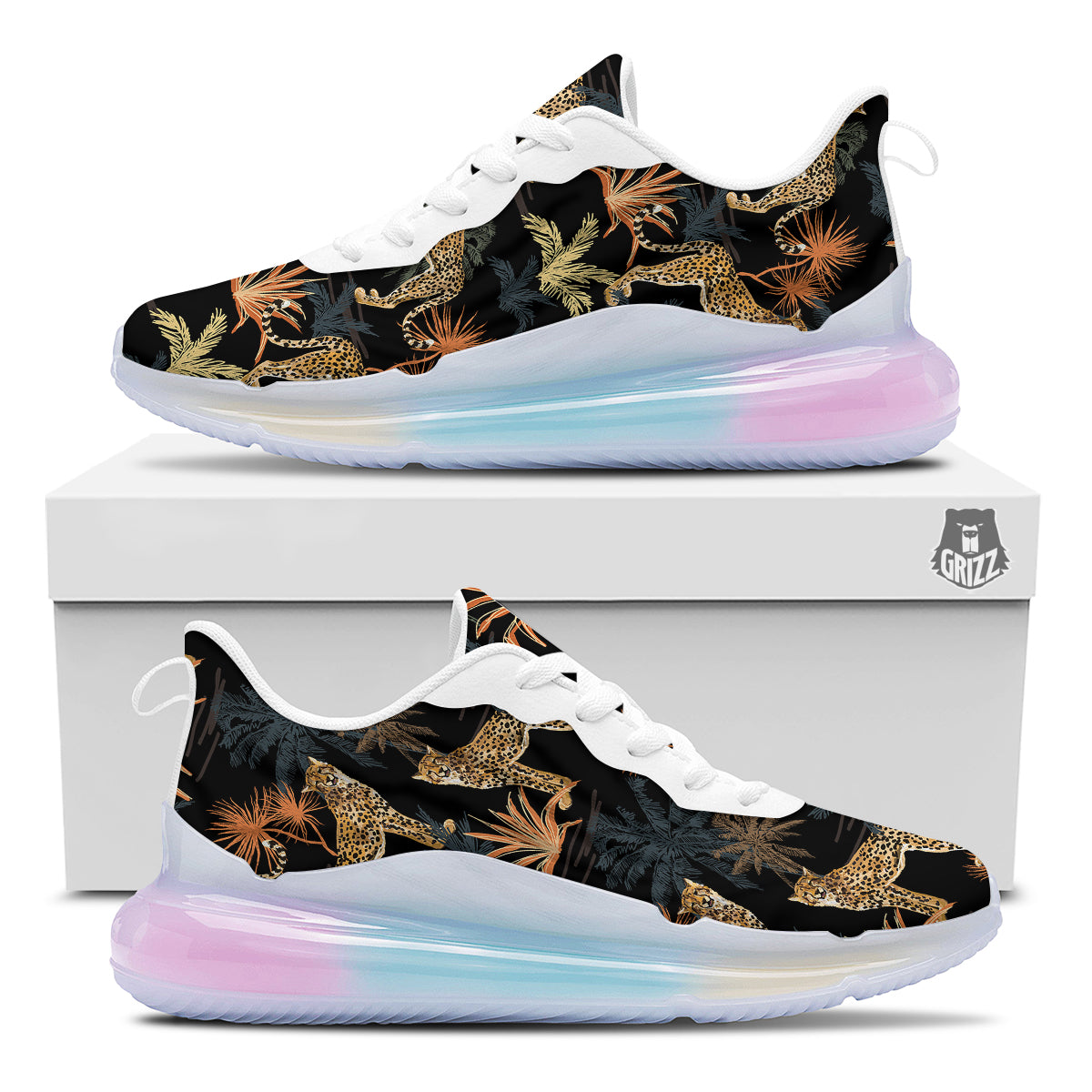 Tiger Watercolor Print Pattern Running Sneakers-grizzshop
