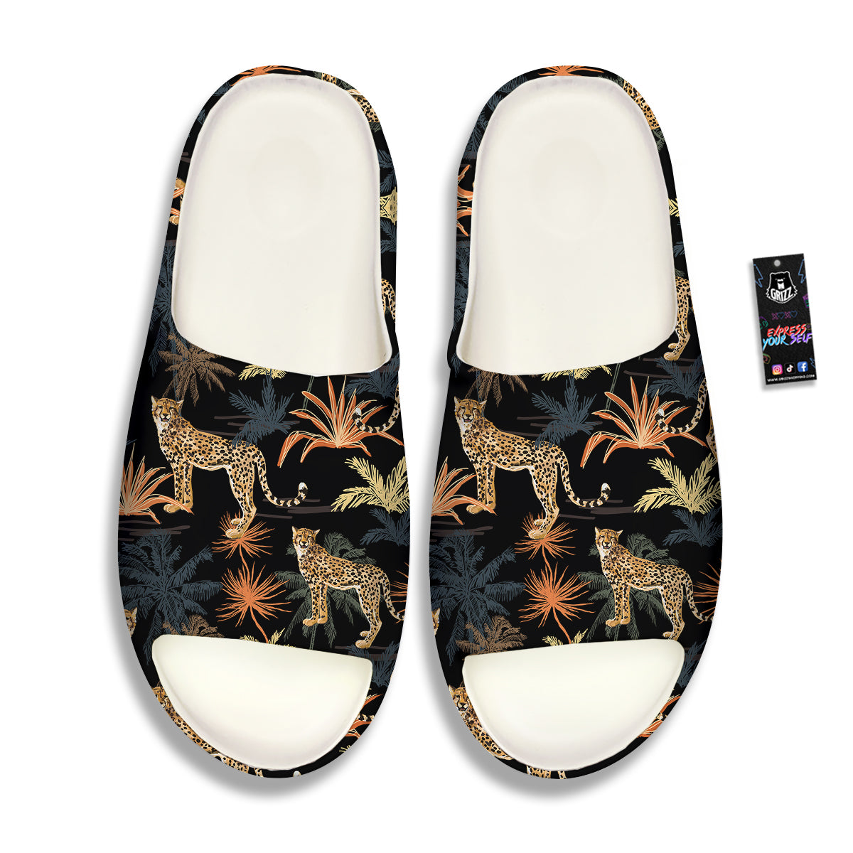 Tiger Watercolor Print Pattern Sandals-grizzshop