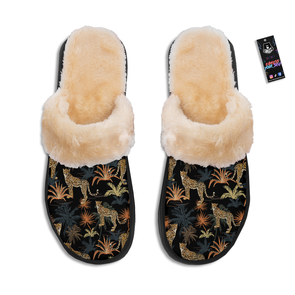 Tiger Watercolor Print Pattern Slippers-grizzshop