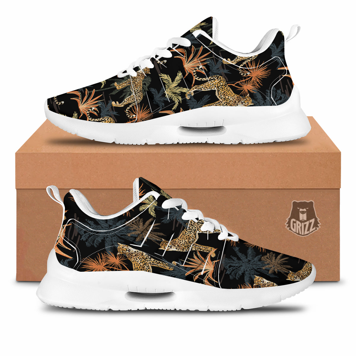 Tiger Watercolor Print Pattern Tennis Shoes-grizzshop