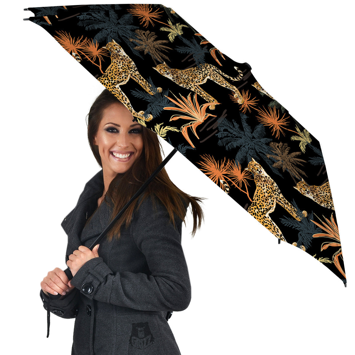 Tiger Watercolor Print Pattern Umbrella-grizzshop