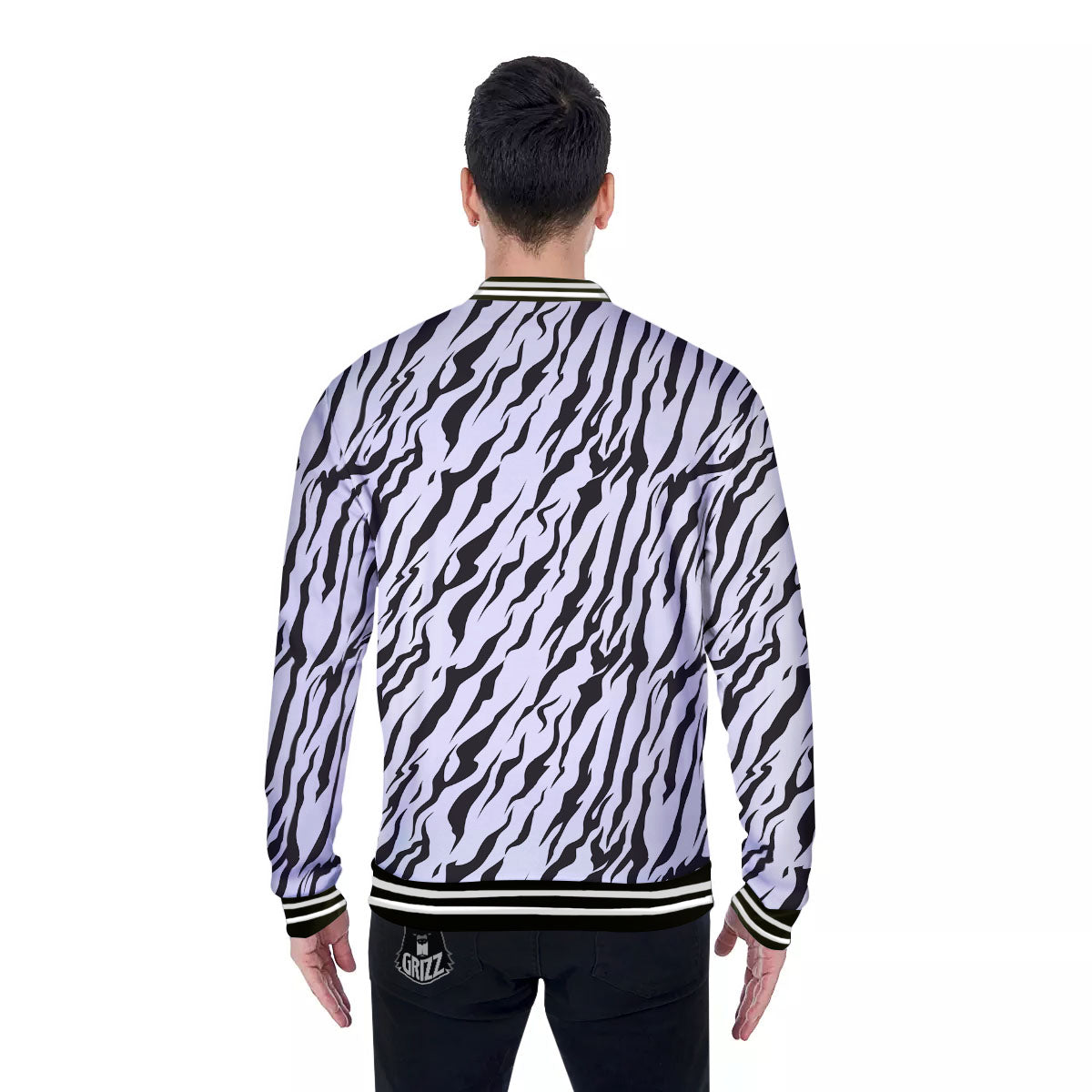 Tiger White And Black Print Pattern Baseball Jacket-grizzshop