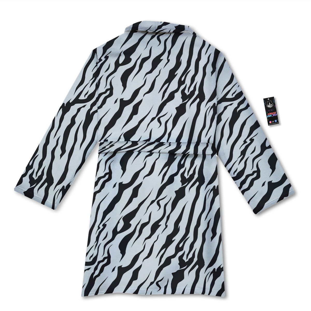 Tiger White And Black Print Pattern Bathrobe-grizzshop