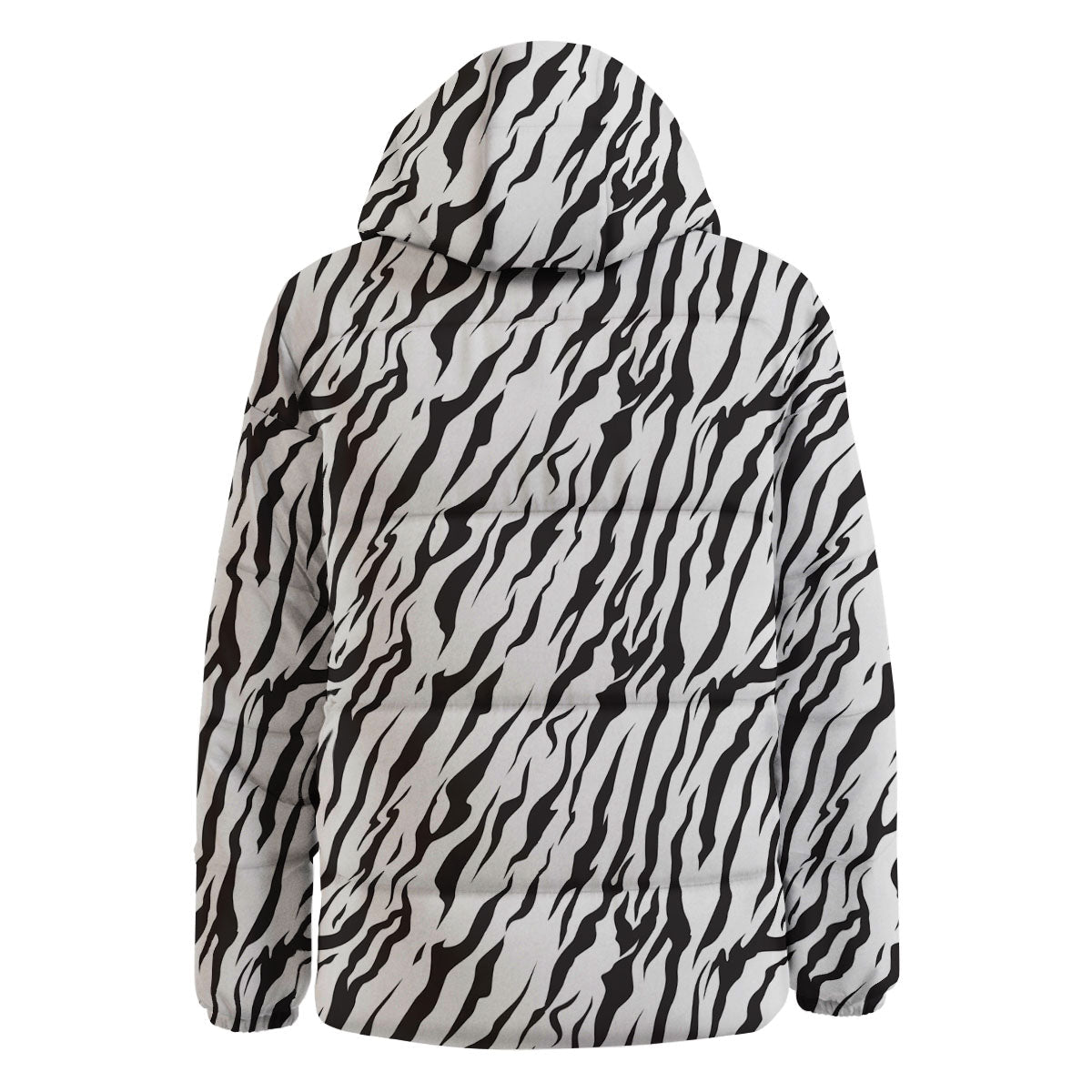 Tiger White And Black Print Pattern Down Jacket-grizzshop