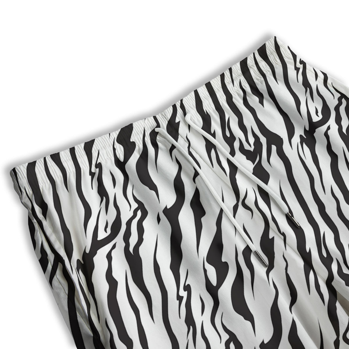 Tiger White And Black Print Pattern Men's Athletic Shorts