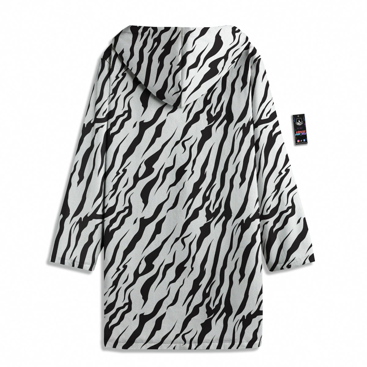 Tiger White And Black Print Pattern Men's Windbreaker Jacket-grizzshop