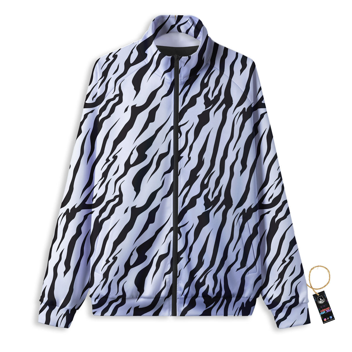 Tiger White And Black Print Pattern Track Jacket-grizzshop
