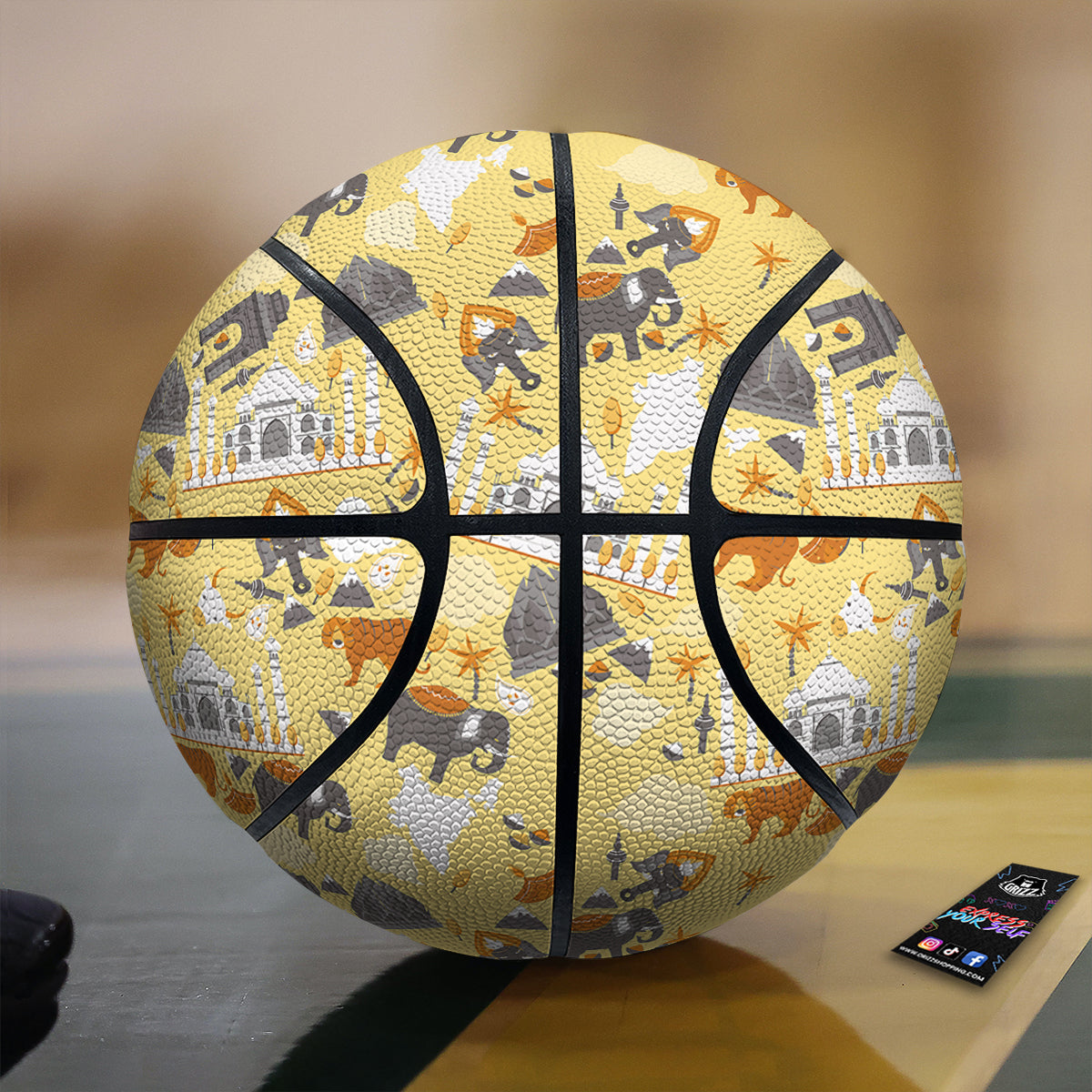 Tiger And Asian Elephant Print Basketball