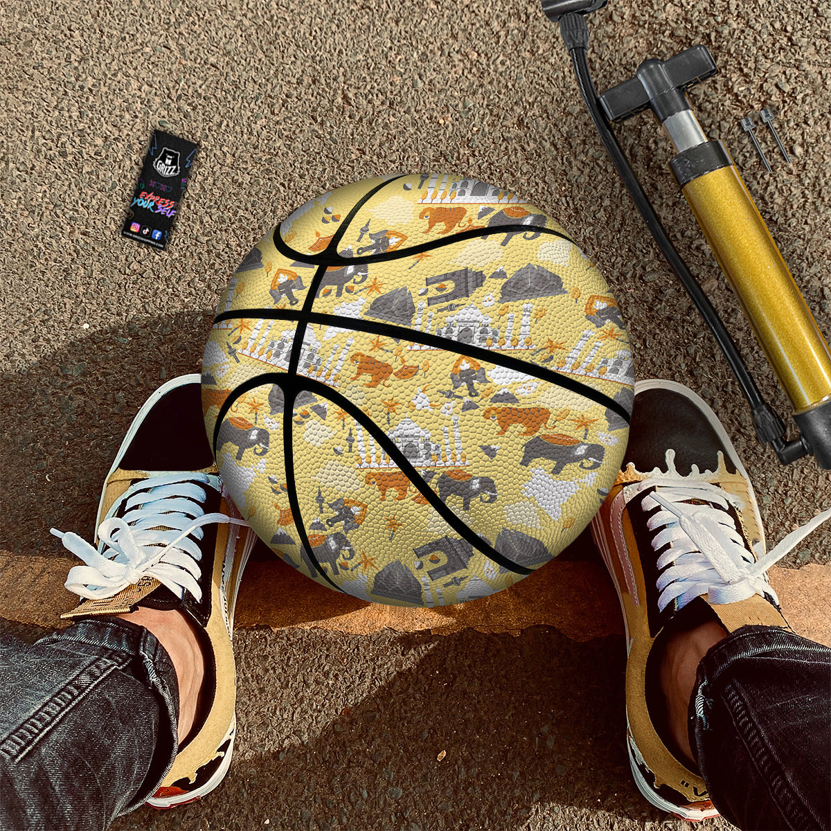 Tiger And Asian Elephant Print Basketball