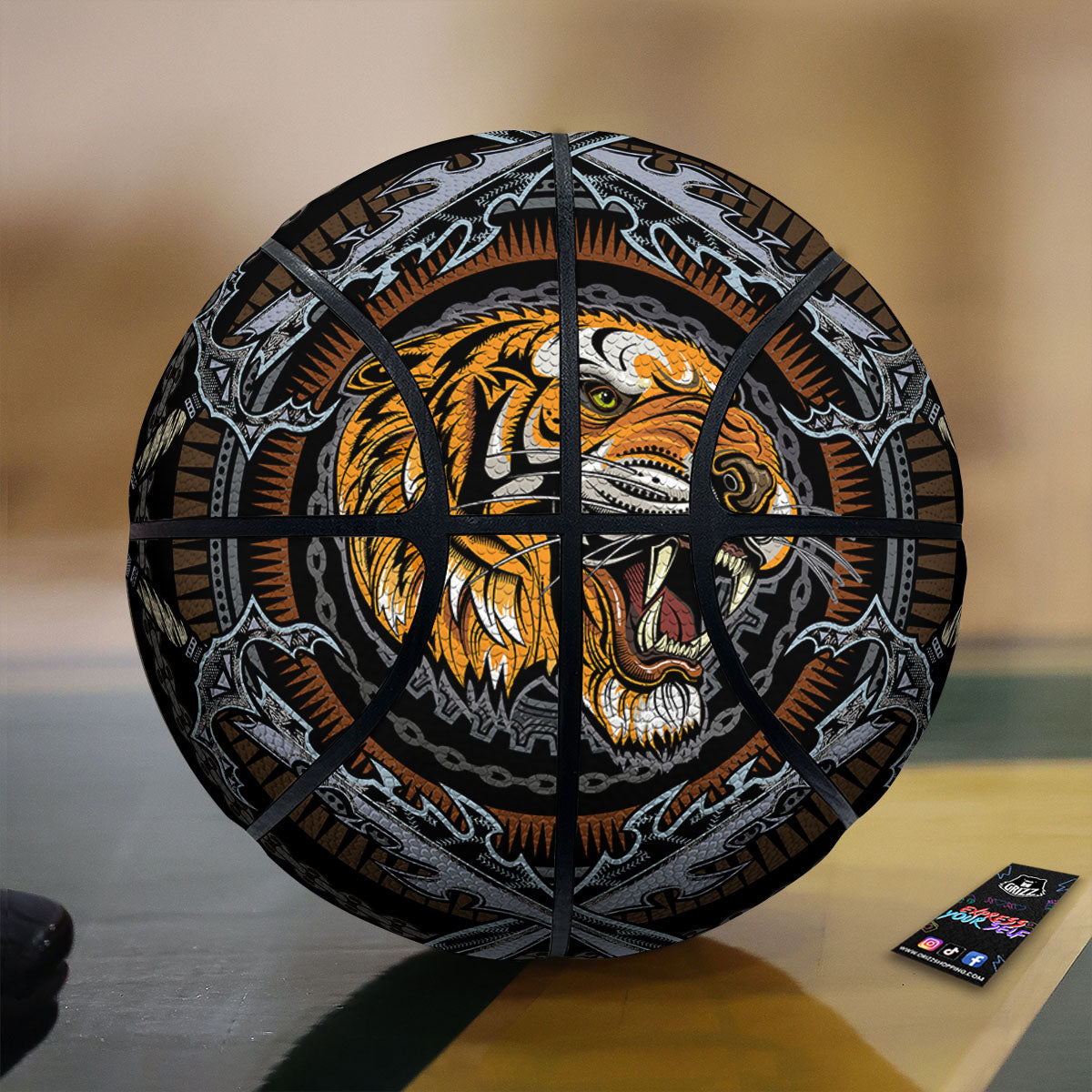 Tiger And Crossed Swords Print Basketball