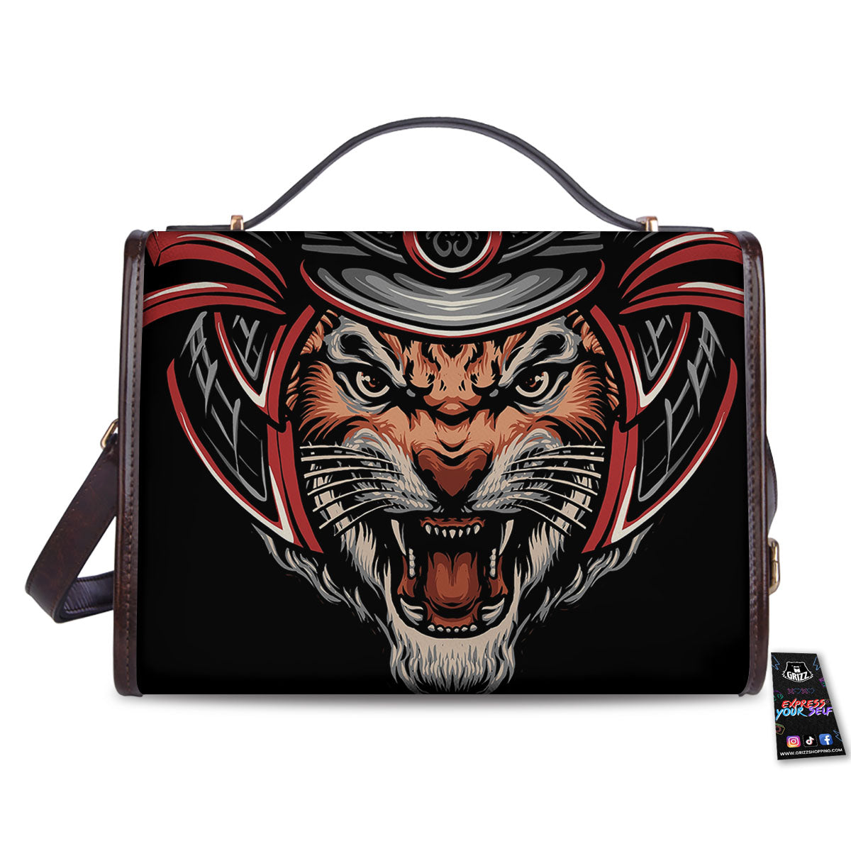 Tiger And Japanese Samurai Print Women's Satchel Bag