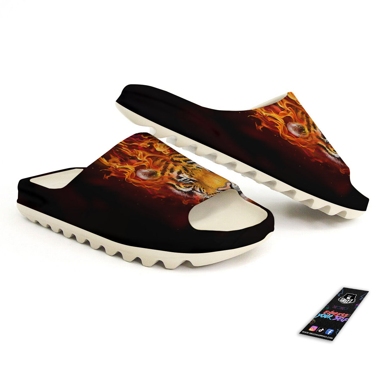 Tiger Flame Print Sandals-grizzshop