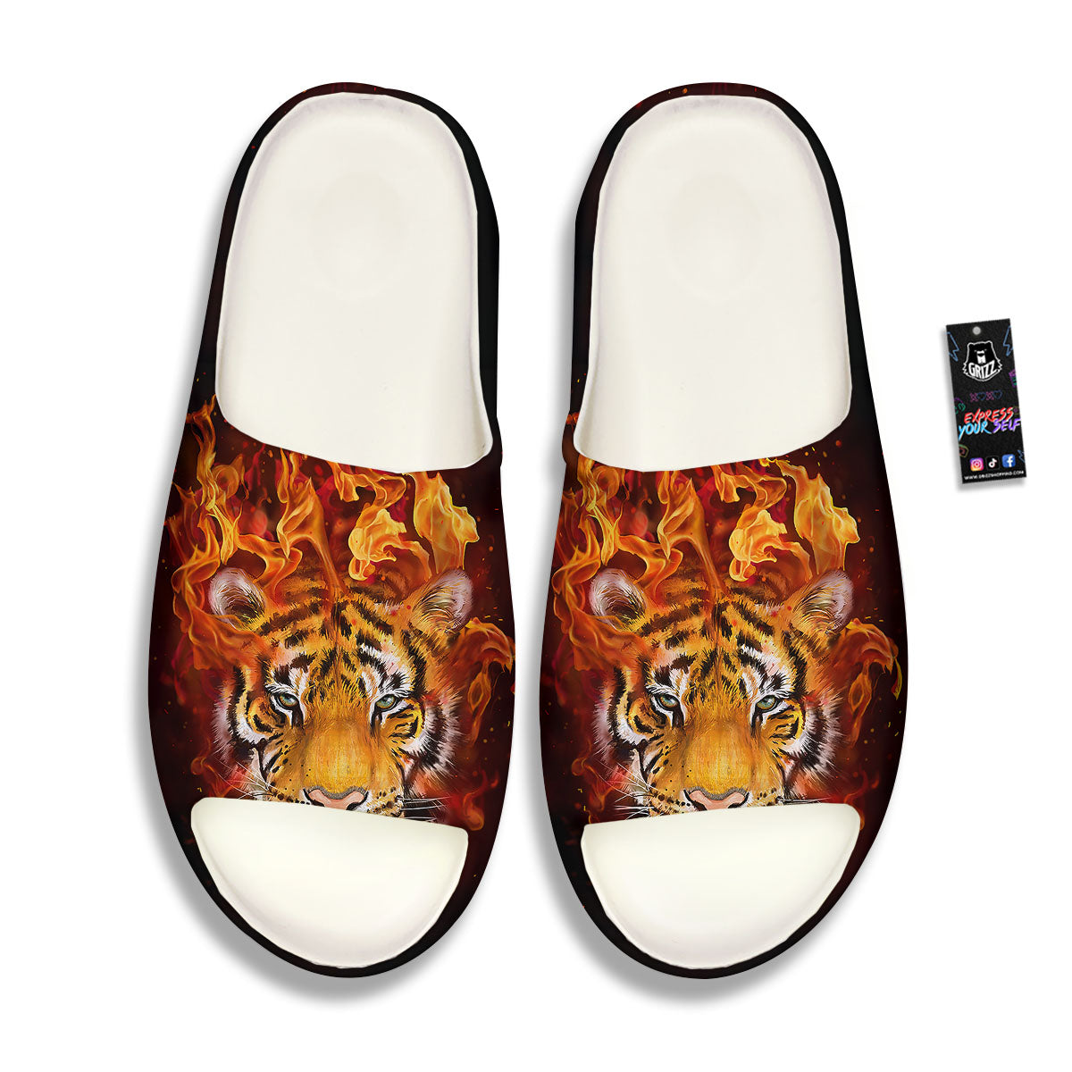 Tiger Flame Print Sandals-grizzshop