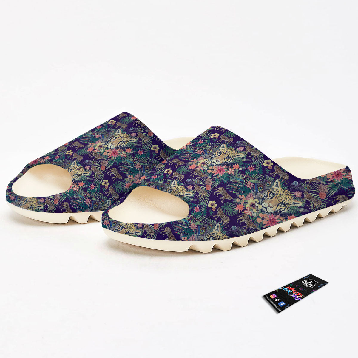 Tiger Flower And Print Pattern Sandals-grizzshop