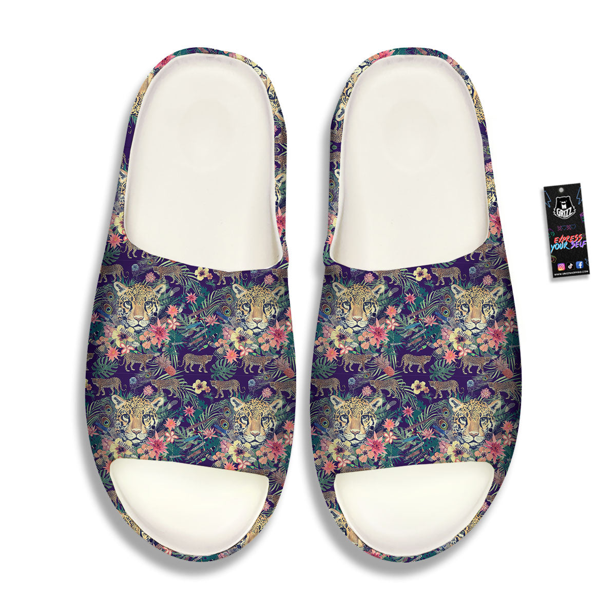 Tiger Flower And Print Pattern Sandals-grizzshop