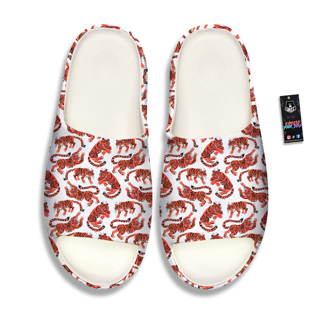 Tiger Gouache Print Pattern Sandals-grizzshop