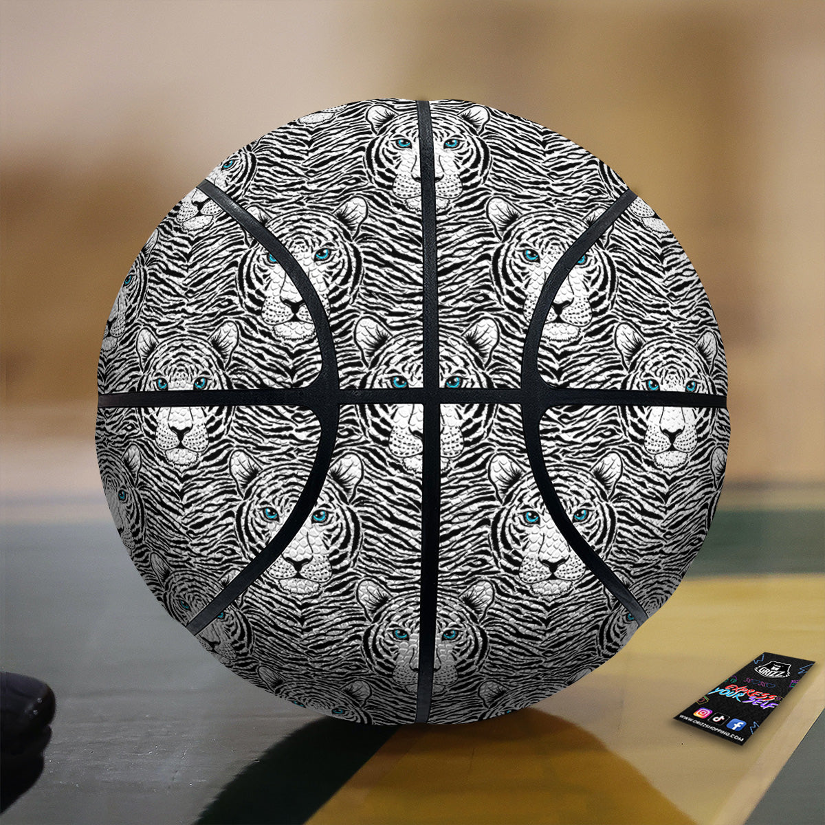 Tiger Head Striped Print Pattern Basketball