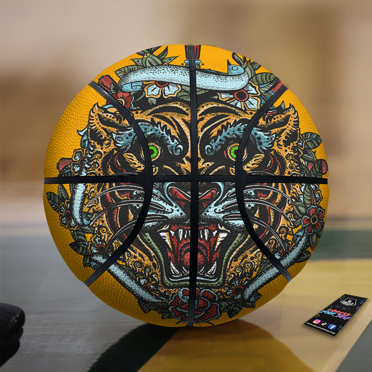 Tiger Head Tattoo Print Basketball