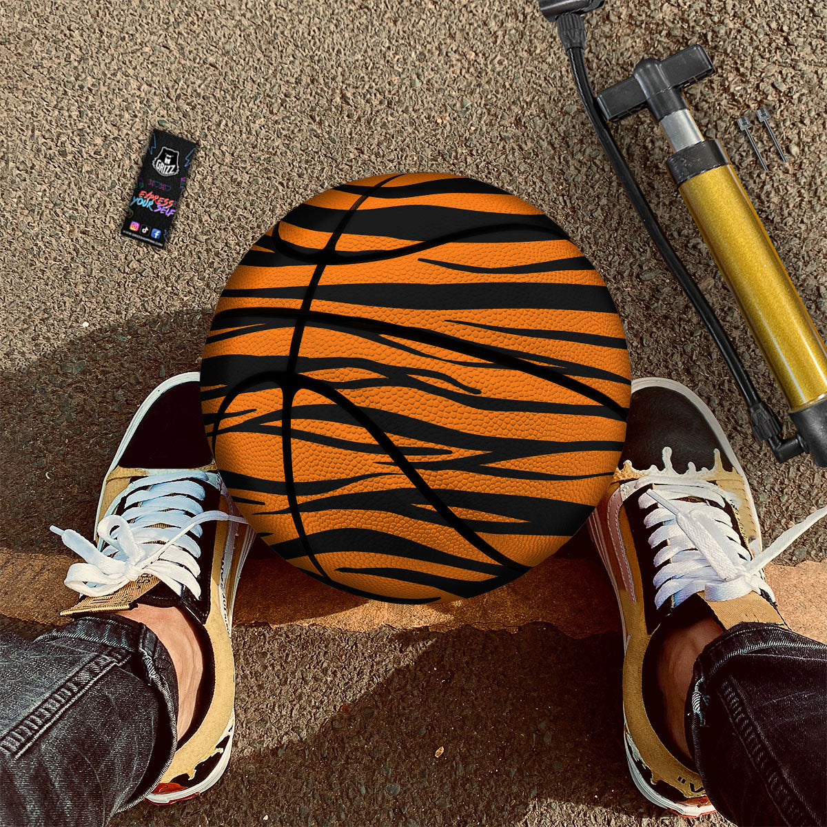 Tiger Stripe Black And Orange Print Basketball