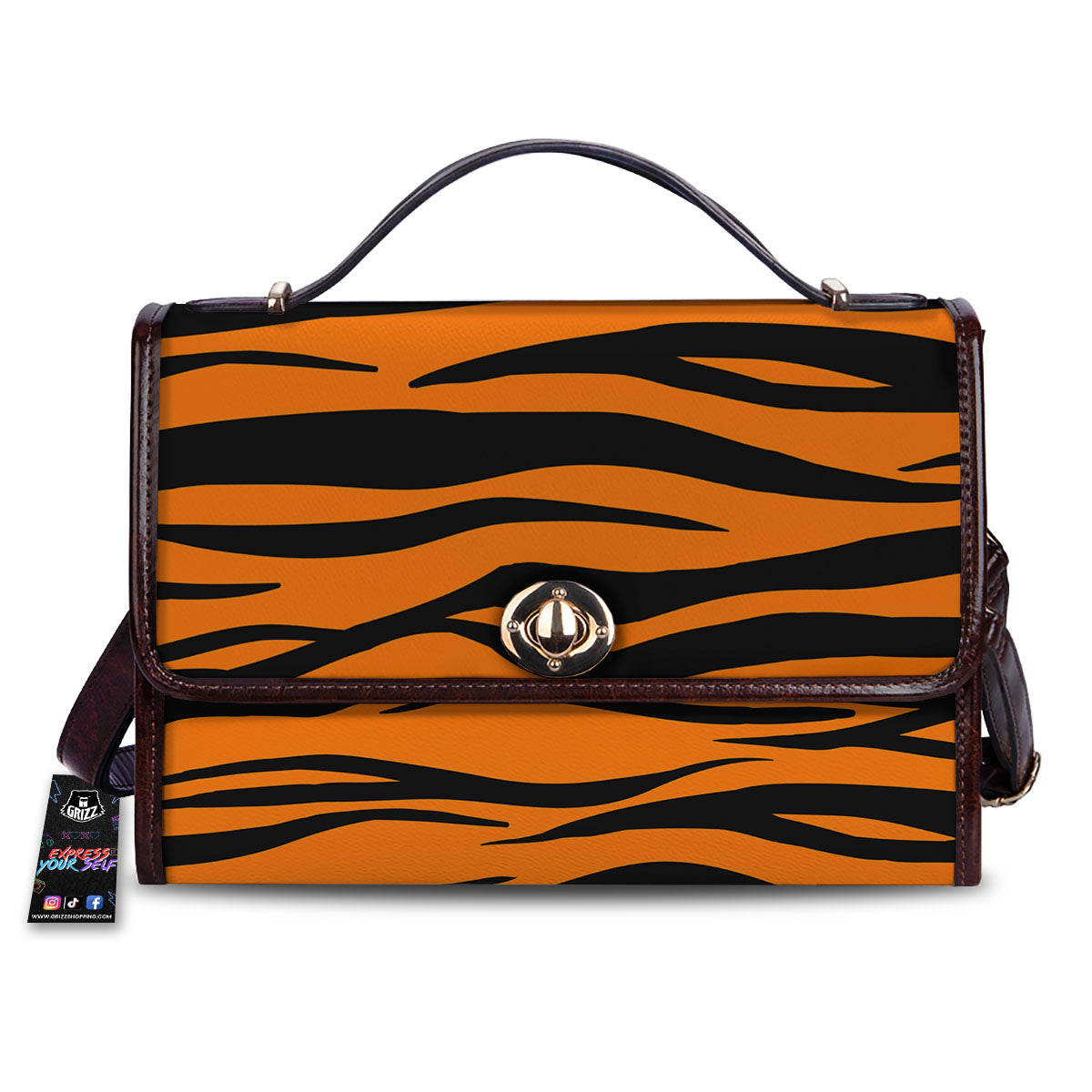 Tiger Stripe Black And Orange Print Women's Satchel Bag