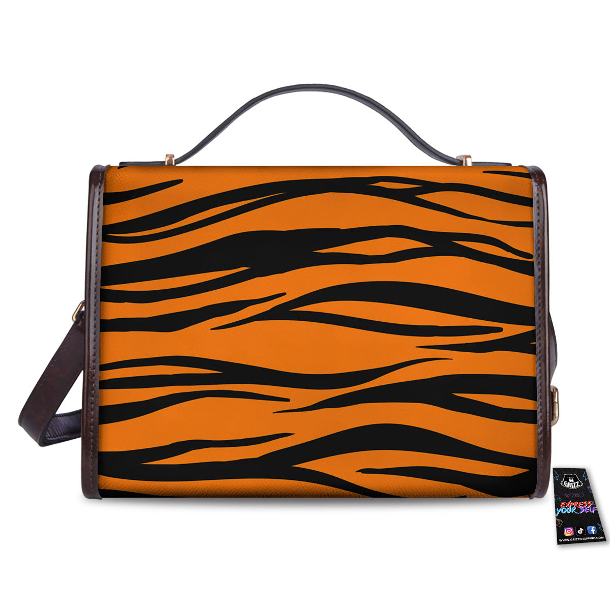 Tiger Stripe Black And Orange Print Women's Satchel Bag