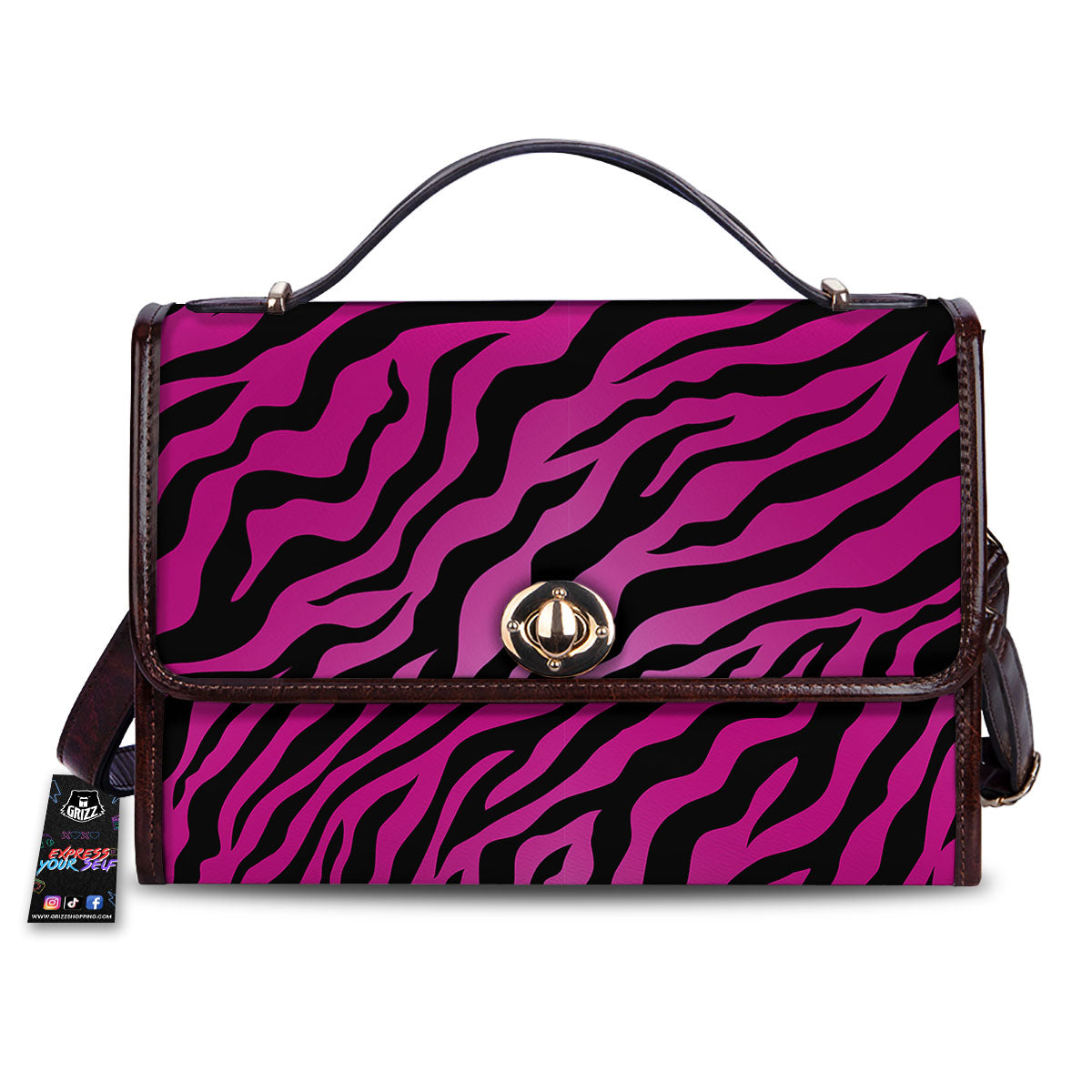Tiger Stripe Black And Pink Print Women's Satchel Bag