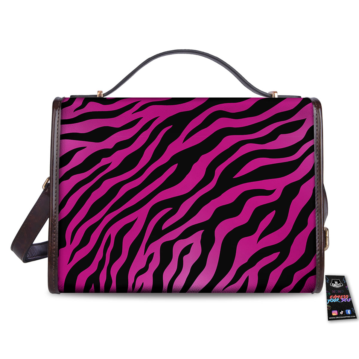 Tiger Stripe Black And Pink Print Women's Satchel Bag
