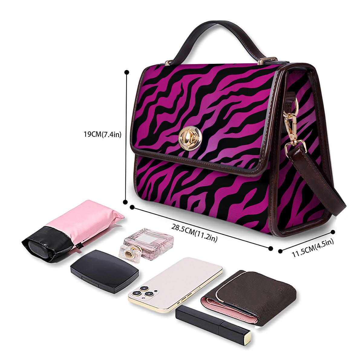 Tiger Stripe Black And Pink Print Women's Satchel Bag