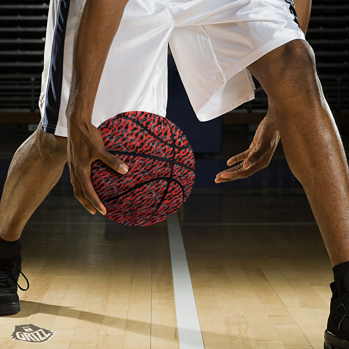Tiger Stripe Camo Red And Black Print Basketball