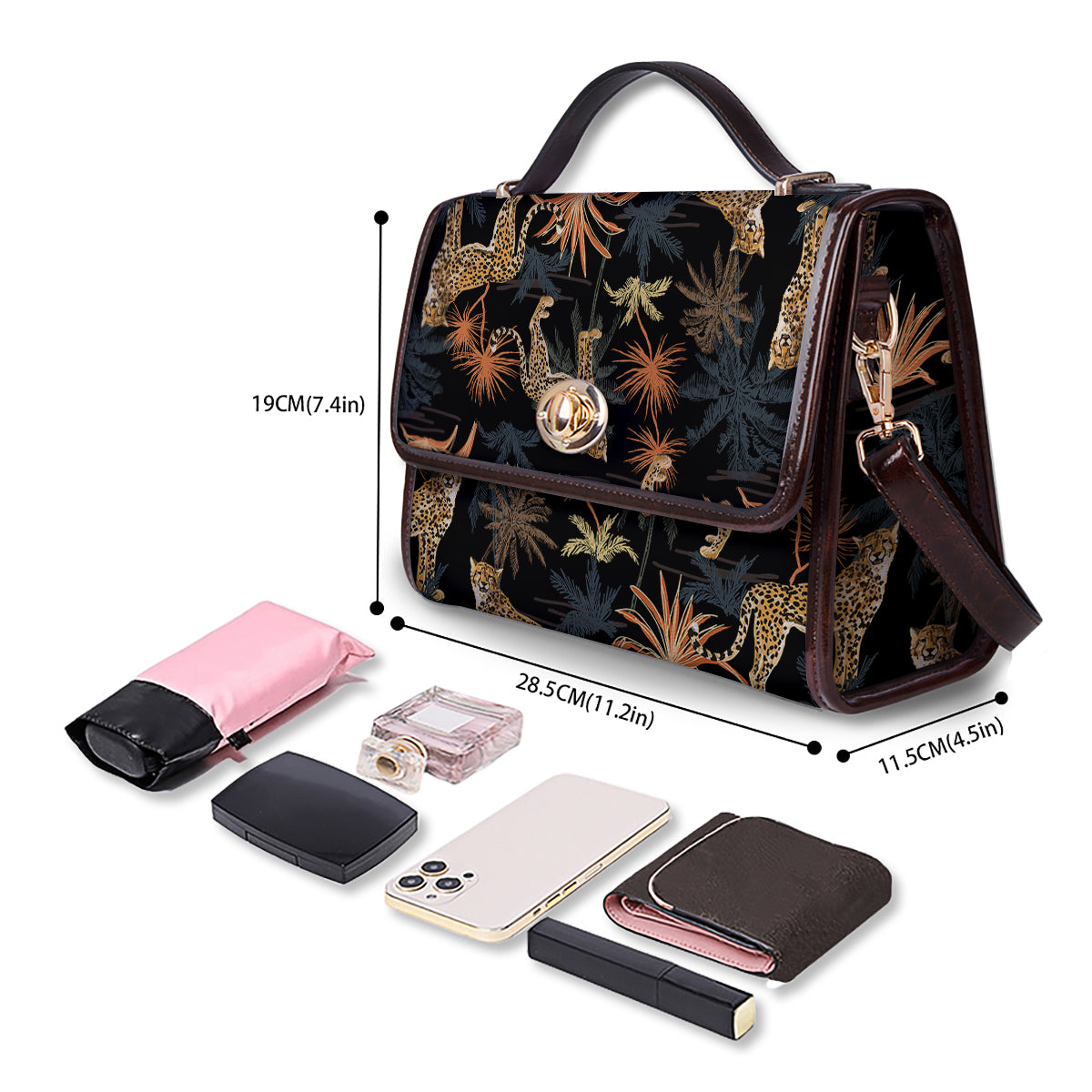 Tiger Watercolor Print Pattern Women's Satchel Bag