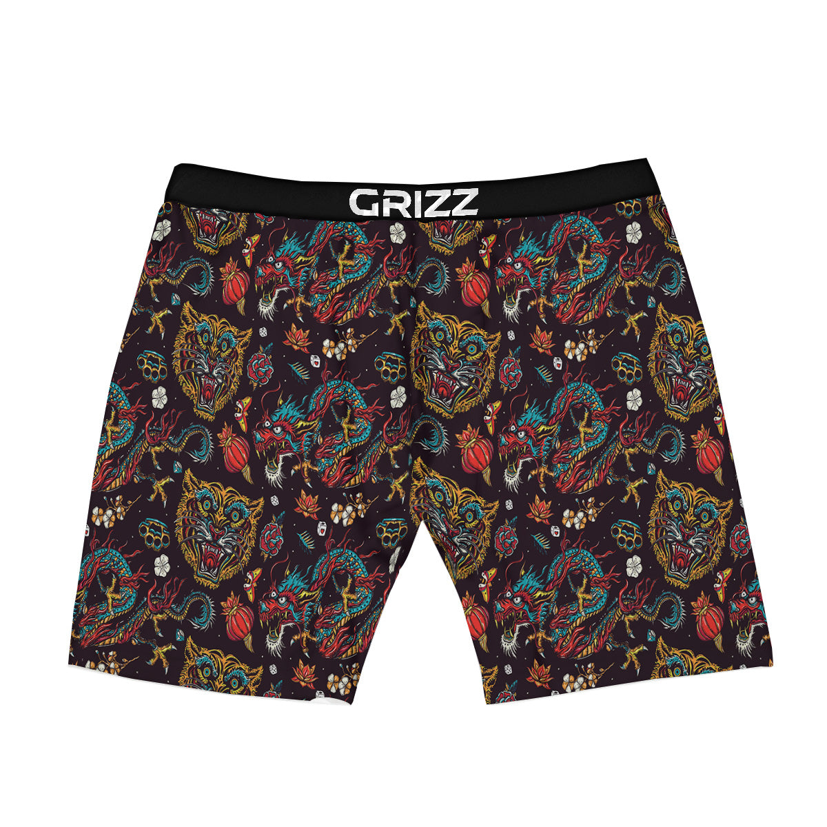 Tigers And Dragons Colorful Tattoo Print Pattern Boxer Briefs-grizzshop