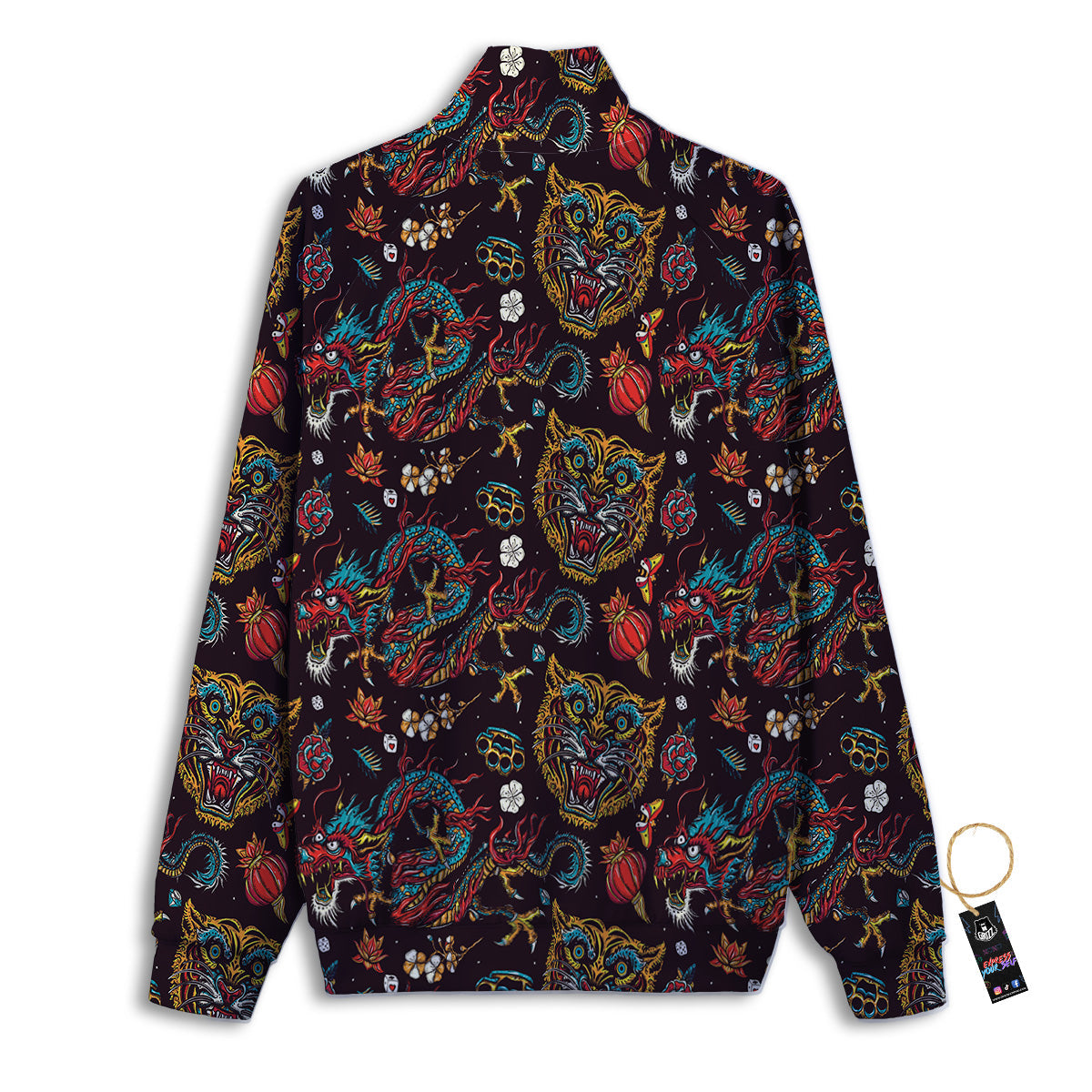 Tigers And Dragons Colorful Tattoo Print Pattern Track Jacket-grizzshop
