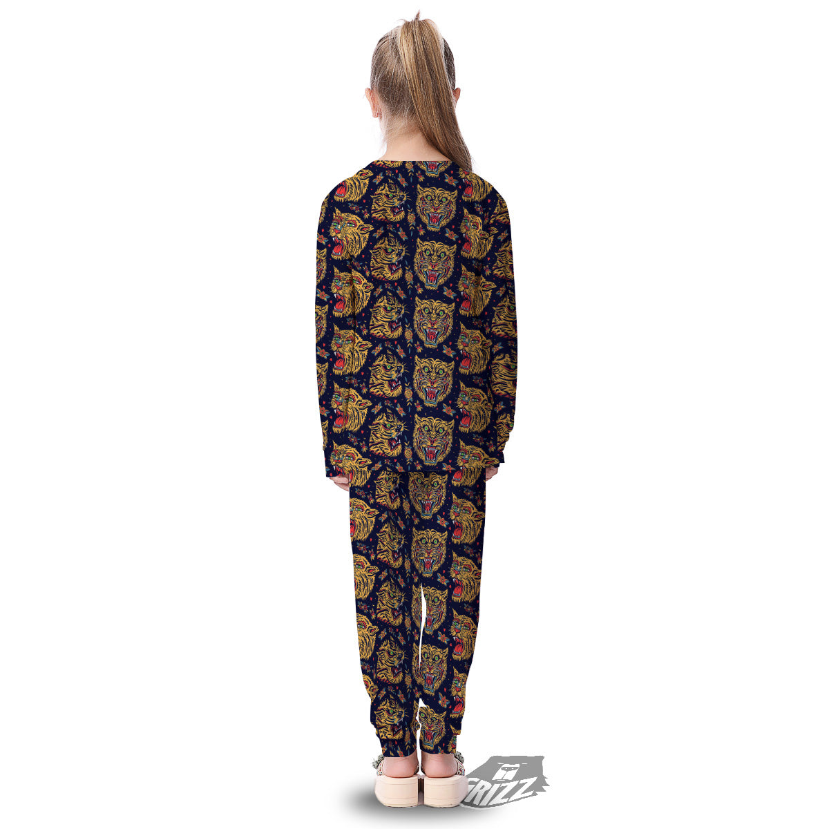Tigers Head Tattoo Print Pattern Kid's Pajamas-grizzshop