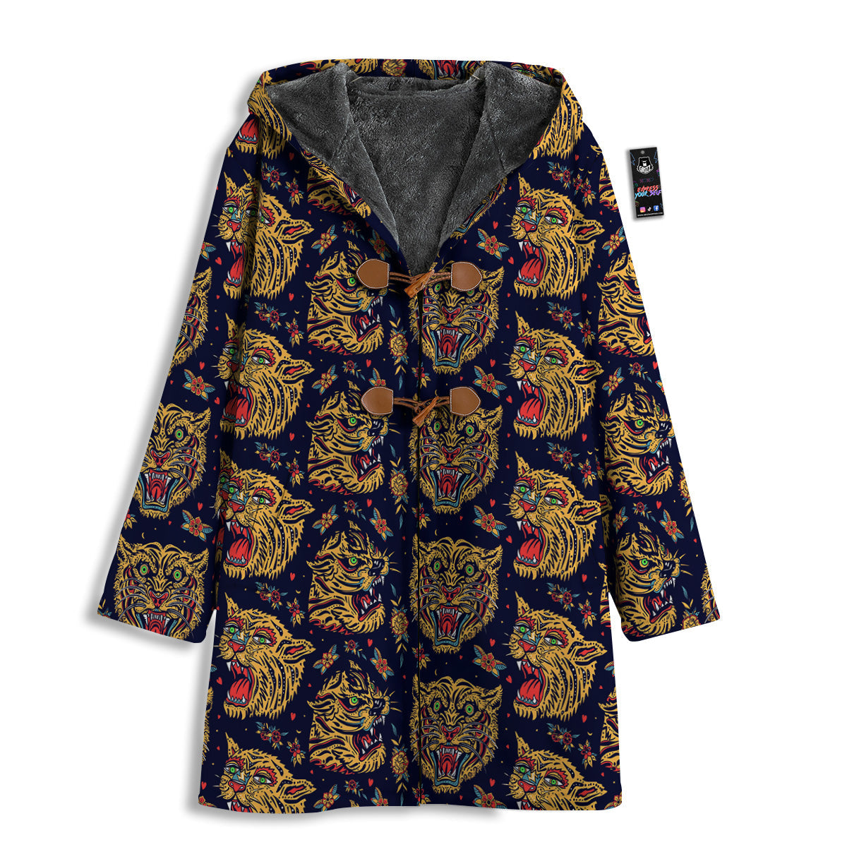 Tigers Head Tattoo Print Pattern Men's Windbreaker Jacket-grizzshop