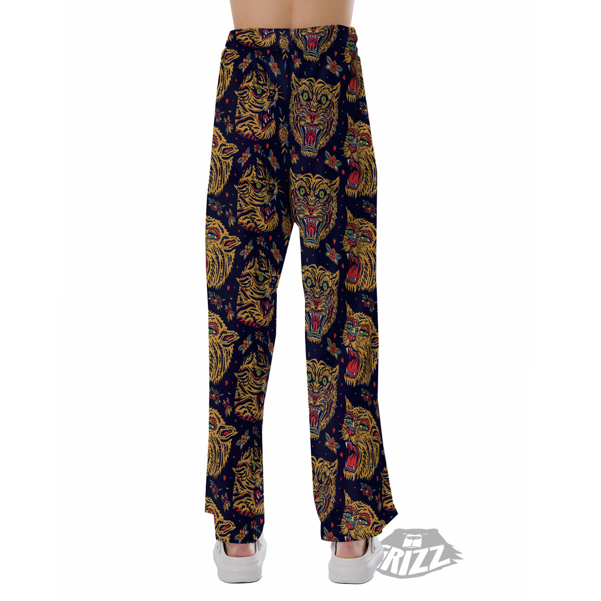Tigers Head Tattoo Print Pattern Pajama Pants-grizzshop
