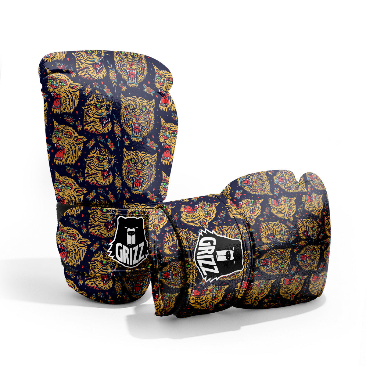 Tigers Head Tattoo Print Pattern Pro Boxing Glove