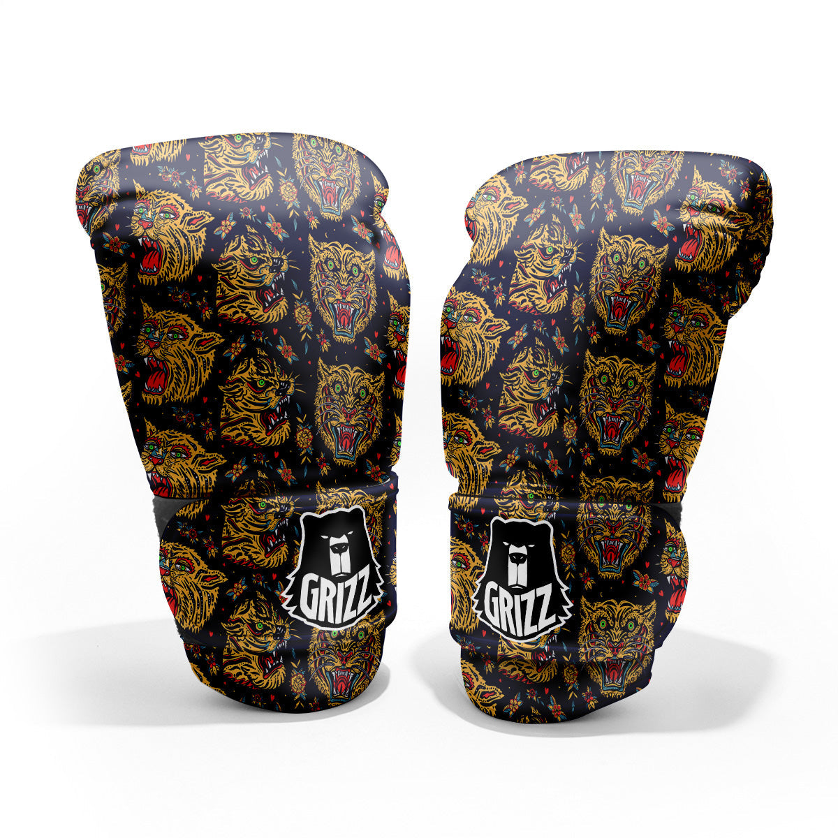 Tigers Head Tattoo Print Pattern Pro Boxing Glove