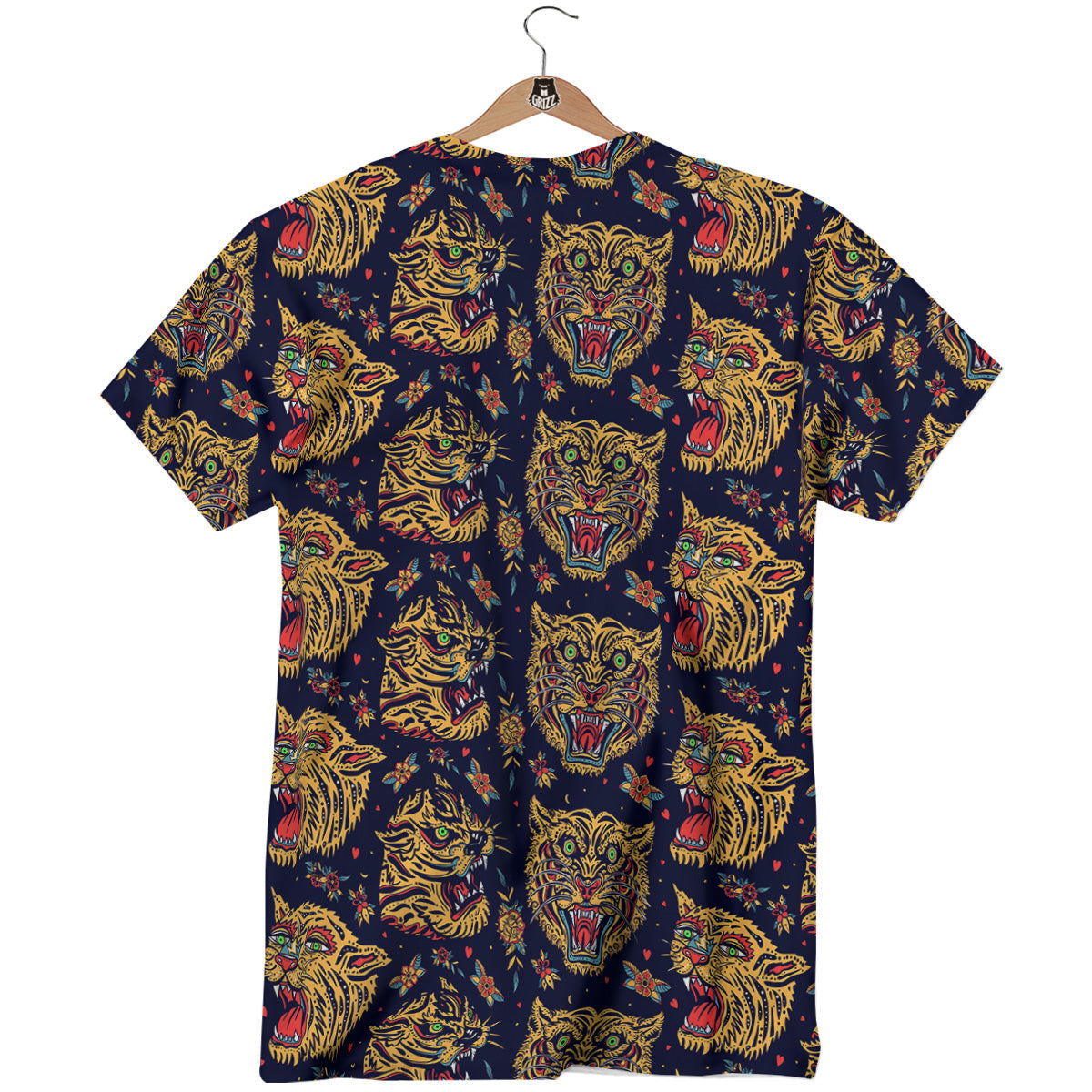 Tigers Head Tattoo Print Pattern T-Shirt-grizzshop