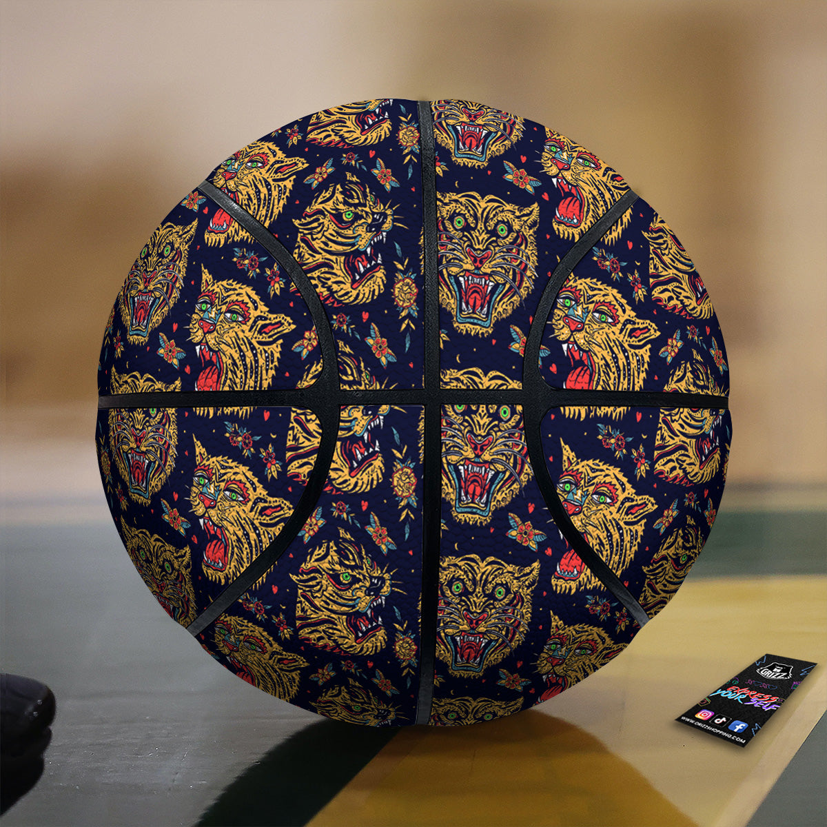 Tigers Head Tattoo Print Pattern Basketball